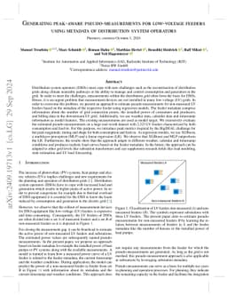 Generating peak-aware pseudo-measurements for low-voltage feeders using
  metadata of distribution system operators