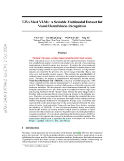 T2Vs Meet VLMs: A Scalable Multimodal Dataset for Visual Harmfulness
  Recognition