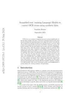 Scrambled text: training Language Models to correct OCR errors using
  synthetic data