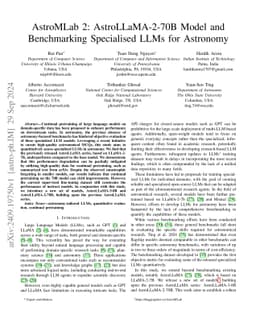 AstroMLab 2: AstroLLaMA-2-70B Model and Benchmarking Specialised LLMs
  for Astronomy