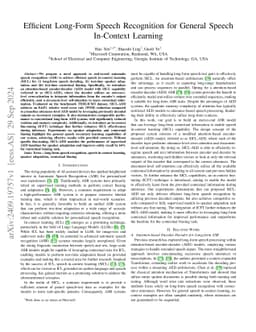 Efficient Long-Form Speech Recognition for General Speech In-Context
  Learning