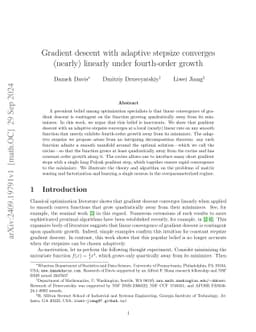 Gradient descent with adaptive stepsize converges (nearly) linearly
  under fourth-order growth