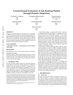 Counterfactual Evaluation of Ads Ranking Models through Domain
  Adaptation