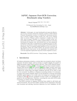 JaPOC: Japanese Post-OCR Correction Benchmark using Vouchers