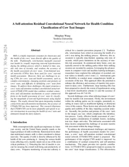 A Self-attention Residual Convolutional Neural Network for Health
  Condition Classification of Cow Teat Images