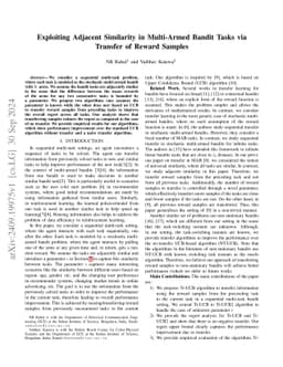 Exploiting Adjacent Similarity in Multi-Armed Bandit Tasks via Transfer of Reward Samples