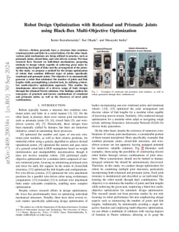 Robot Design Optimization with Rotational and Prismatic Joints using
  Black-Box Multi-Objective Optimization