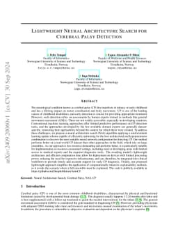 Lightweight Neural Architecture Search for Cerebral Palsy Detection
