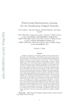 Whole-Graph Representation Learning For the Classification of Signed
  Networks