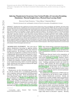 Inferring Thunderstorm Occurrence from Vertical Profiles of Convection-Permitting Simulations: Physical Insights from a Physical Deep Learning Model