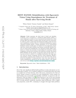 REST-HANDS: Rehabilitation with Egocentric Vision Using Smartglasses for
  Treatment of Hands after Surviving Stroke