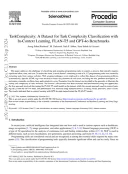 TaskComplexity: A Dataset for Task Complexity Classification with
  In-Context Learning, FLAN-T5 and GPT-4o Benchmarks