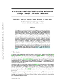 UIR-LoRA: Achieving Universal Image Restoration through Multiple
  Low-Rank Adaptation