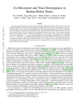 Co-Movement and Trust Development in Human-Robot Teams
