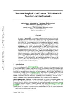 Classroom-Inspired Multi-Mentor Distillation with Adaptive Learning Strategies