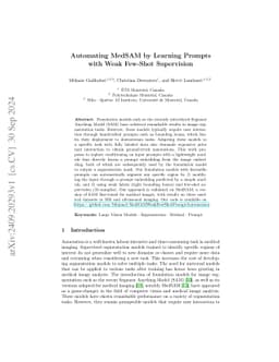 Automating MedSAM by Learning Prompts with Weak Few-Shot Supervision