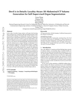 Devil is in Details: Locality-Aware 3D Abdominal CT Volume Generation for Self-Supervised Organ Segmentation