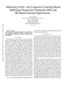 Enhancing GANs with Contrastive Learning-Based Multistage Progressive
  Finetuning SNN and RL-Based External Optimization