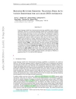 Rotated Runtime Smooth: Training-Free Activation Smoother for accurate
  INT4 inference
