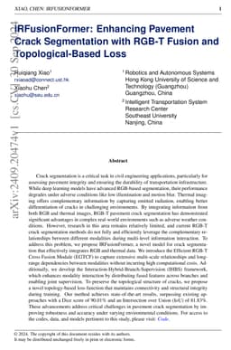 IRFusionFormer: Enhancing Pavement Crack Segmentation with RGB-T Fusion and Topological-Based Loss