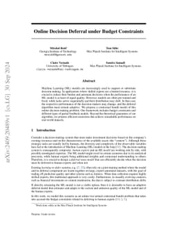 Online Decision Deferral under Budget Constraints