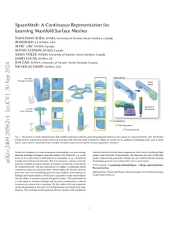SpaceMesh: A Continuous Representation for Learning Manifold Surface Meshes