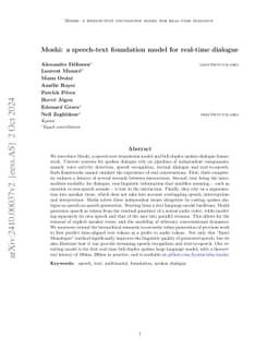 Moshi: a speech-text foundation model for real-time dialogue