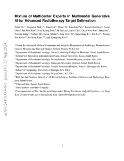 Mixture of Multicenter Experts in Multimodal Generative AI for Advanced
  Radiotherapy Target Delineation