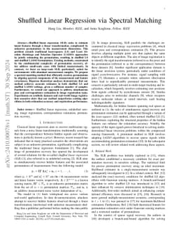 Shuffled Linear Regression via Spectral Matching