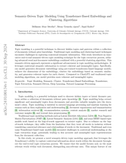 Semantic-Driven Topic Modeling Using Transformer-Based Embeddings and
  Clustering Algorithms