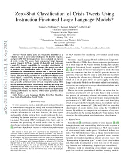 Zero-Shot Classification of Crisis Tweets Using Instruction-Finetuned
  Large Language Models