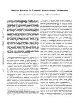 Bayesian Intention for Enhanced Human Robot Collaboration