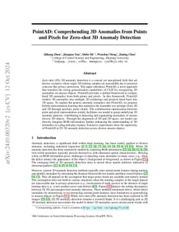 PointAD: Comprehending 3D Anomalies from Points and Pixels for Zero-shot
  3D Anomaly Detection