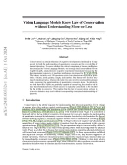 Vision Language Models Know Law of Conservation without Understanding More-or-Less