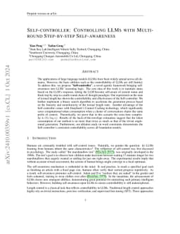 Self-controller: Controlling LLMs with Multi-round Step-by-step
  Self-awareness