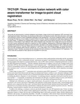 TFCT-I2P: Three stream fusion network with color aware transformer for
  image-to-point cloud registration