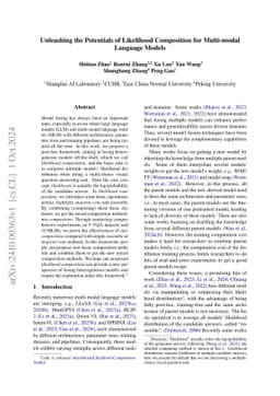 Unleashing the Potentials of Likelihood Composition for Multi-modal
  Language Models