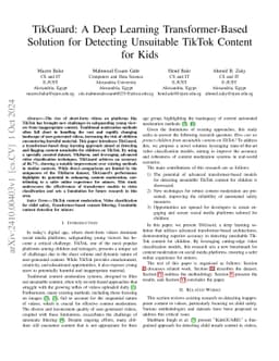 TikGuard: A Deep Learning Transformer-Based Solution for Detecting
  Unsuitable TikTok Content for Kids