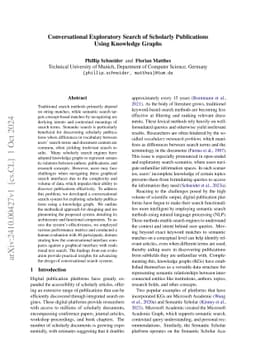Conversational Exploratory Search of Scholarly Publications Using
  Knowledge Graphs