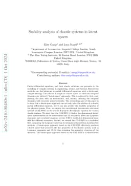 Stability analysis of chaotic systems in latent spaces