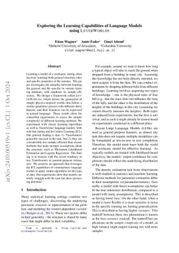 Exploring the Learning Capabilities of Language Models using LEVERWORLDS