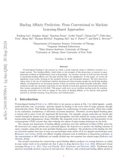 Binding Affinity Prediction: From Conventional to Machine Learning-Based
  Approaches