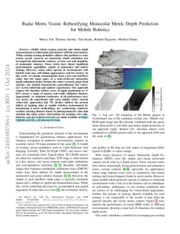Radar Meets Vision: Robustifying Monocular Metric Depth Prediction for
  Mobile Robotics