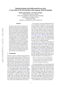 Thinking Outside of the Differential Privacy Box: A Case Study in Text
  Privatization with Language Model Prompting