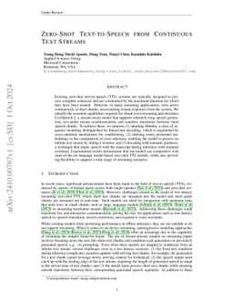 Zero-Shot Text-to-Speech from Continuous Text Streams