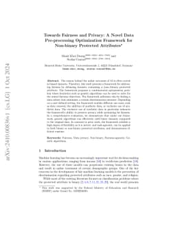 Towards Fairness and Privacy: A Novel Data Pre-processing Optimization
  Framework for Non-binary Protected Attributes