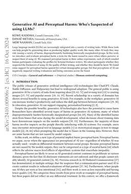 Generative AI and Perceptual Harms: Who's Suspected of using LLMs?