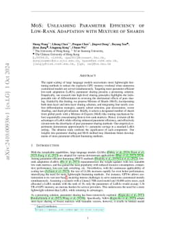 MoS: Unleashing Parameter Efficiency of Low-Rank Adaptation with Mixture
  of Shards