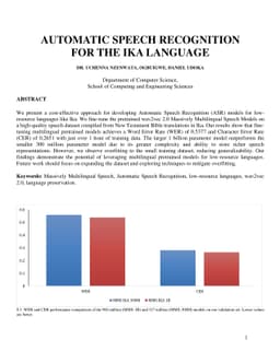 Automatic Speech Recognition for the Ika Language