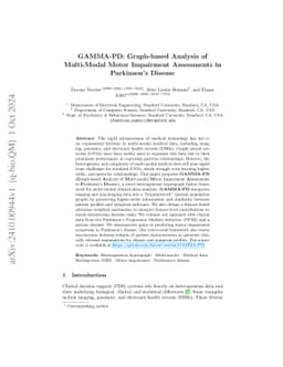 GAMMA-PD: Graph-based Analysis of Multi-Modal Motor Impairment
  Assessments in Parkinson's Disease